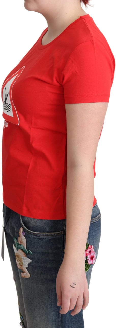 Moschino Red Cotton Swim Graphic Triangle Print T-shirt Grijs