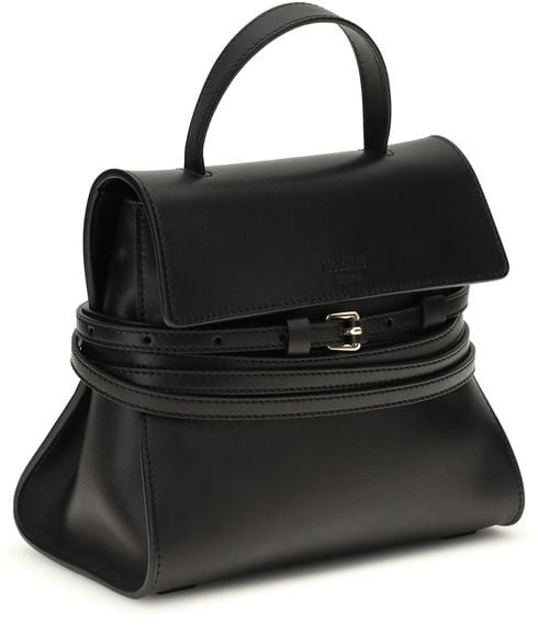 Moschino Moschino Black Calf Leather Bos Taurus Handbag Zwart