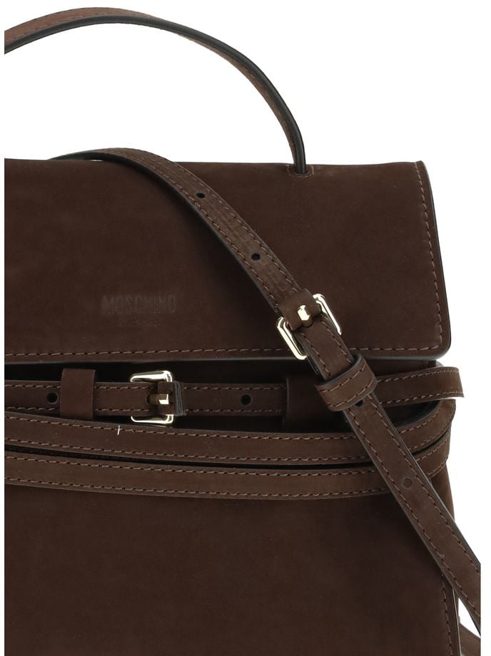 Moschino Moschino Brown Calf Leather Bos Taurus Handbag Bruin