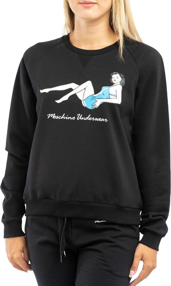 Moschino Black Cotton Sweatshirt Zwart