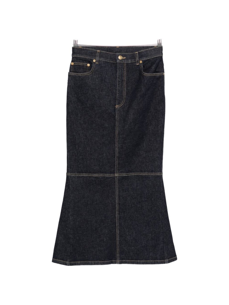 Moschino Denim Panelled Flared Skirt Zwart