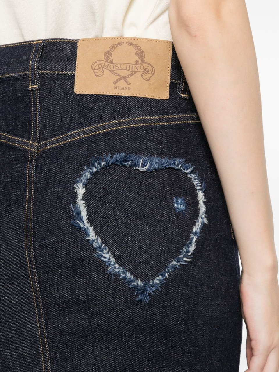 Moschino Denim Panelled Flared Skirt Zwart