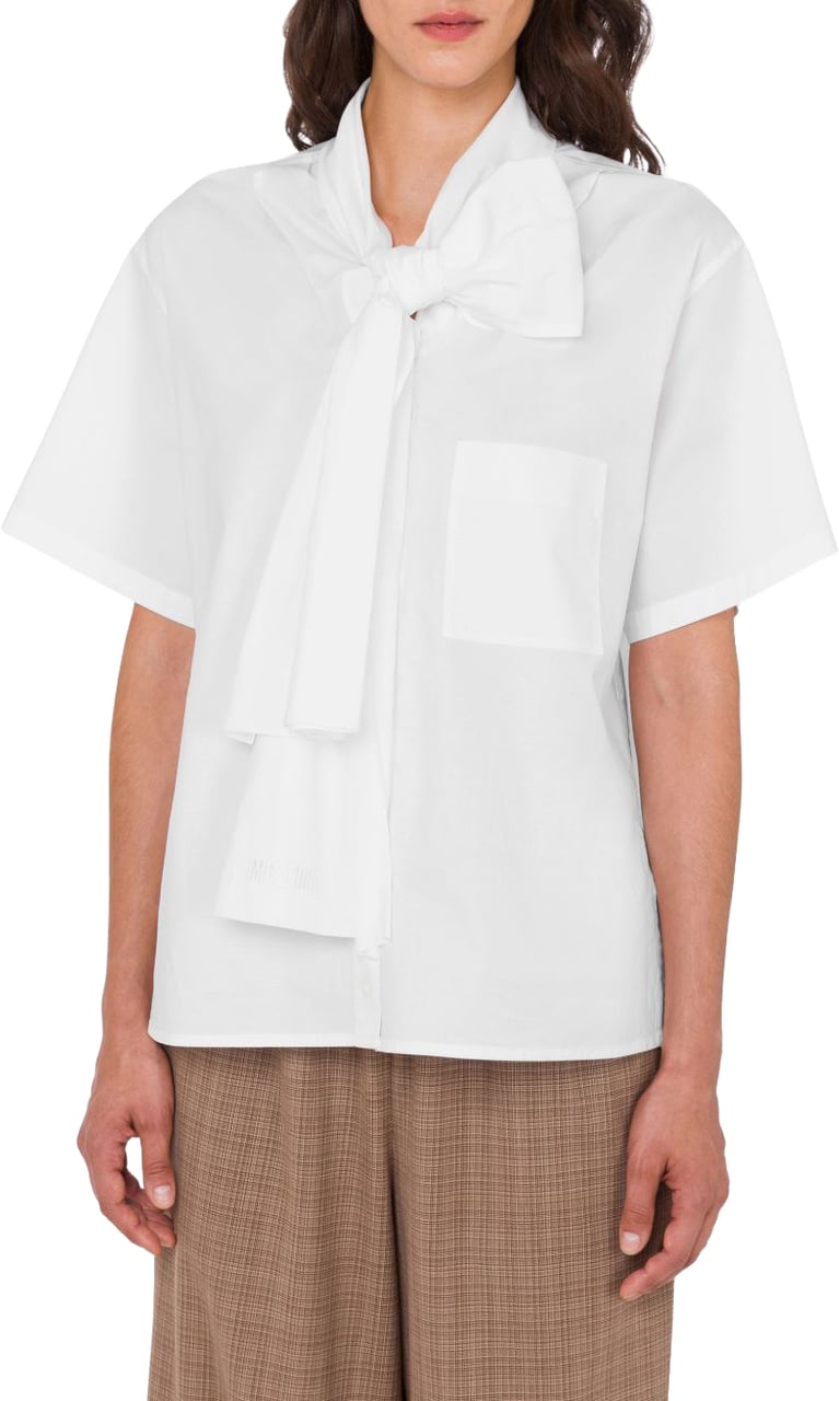 Moschino Bow-Detail White Shirt With Button-Down Front Wit