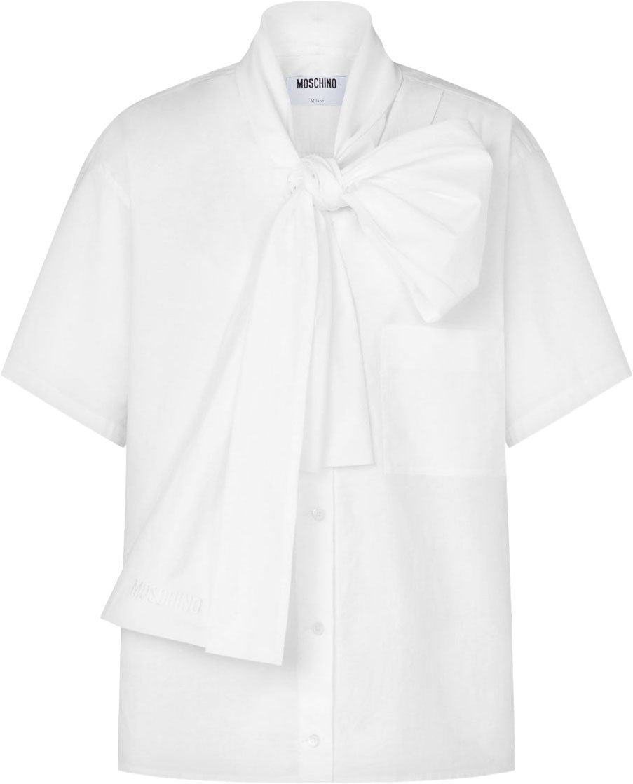 Moschino Bow-Detail White Shirt With Button-Down Front Wit