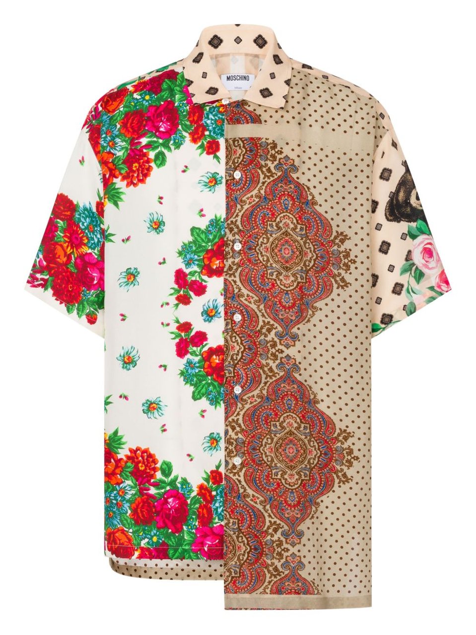 Moschino Patchwork Short-Sleeve Shirt With Floral Divers
