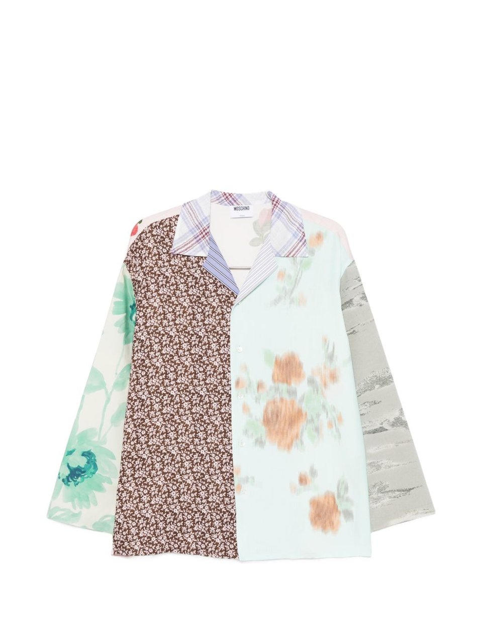 Moschino Multicolour Floral Patchwork Collared Top Wit