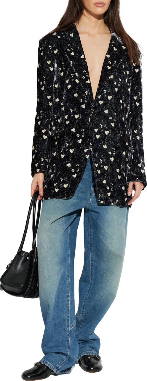 Moschino Mid-Blue Resin Treated Relaxed Fit Denim Jeans Blauw