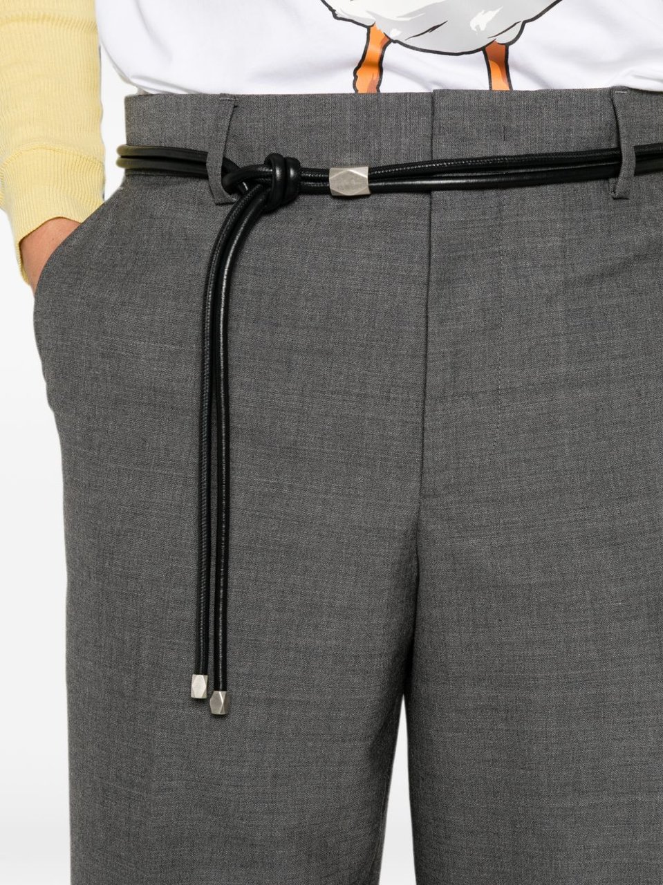 Moschino Silk-Nylon Blend Straight-Leg Trousers with Subtle Crease Grijs