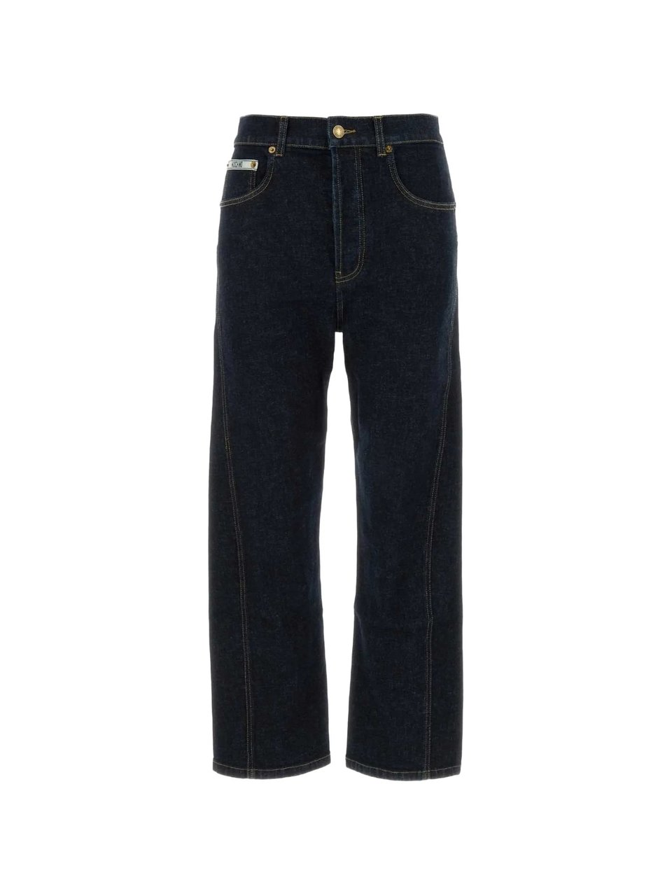 Moschino Indigo Cropped Five Pocket Cotton Denim Pants Zwart
