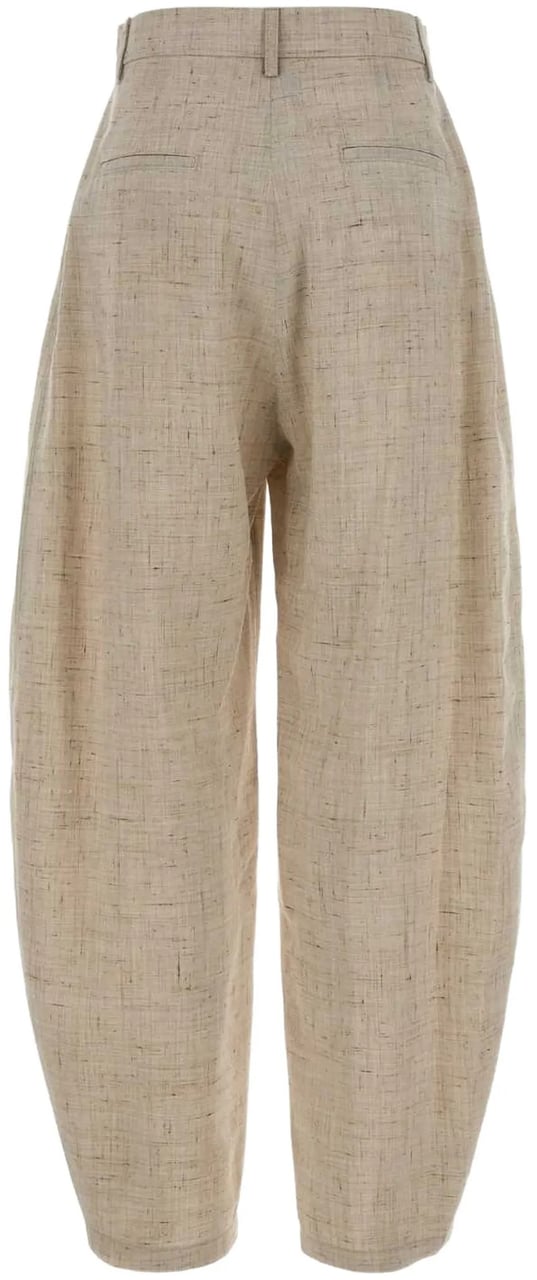 Moschino Beige Loose Fitting Textured Viscose Cropped Pants Roze