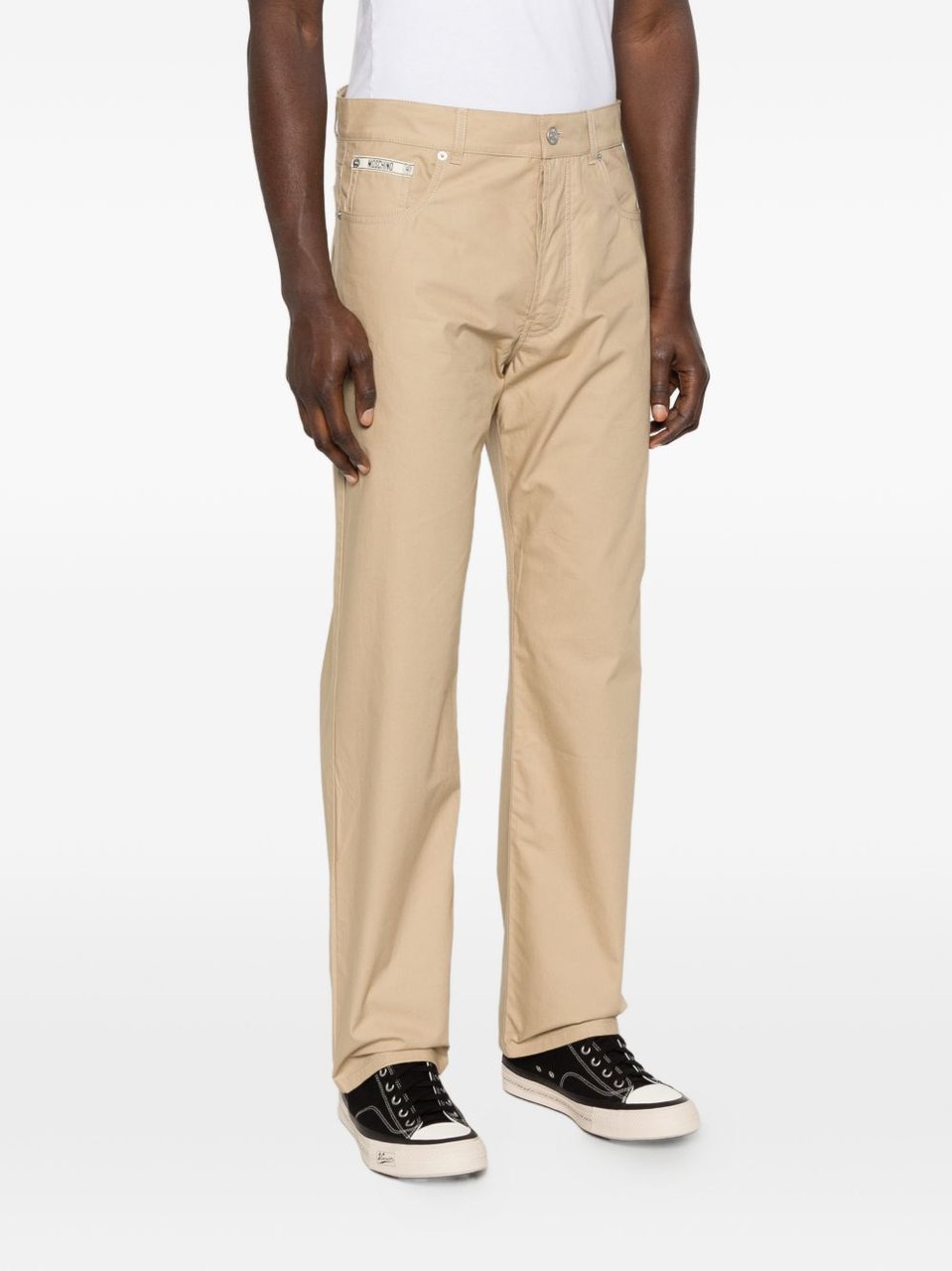 Moschino Straight-Leg Trousers In Silk And Nylon Blend Neutraal
