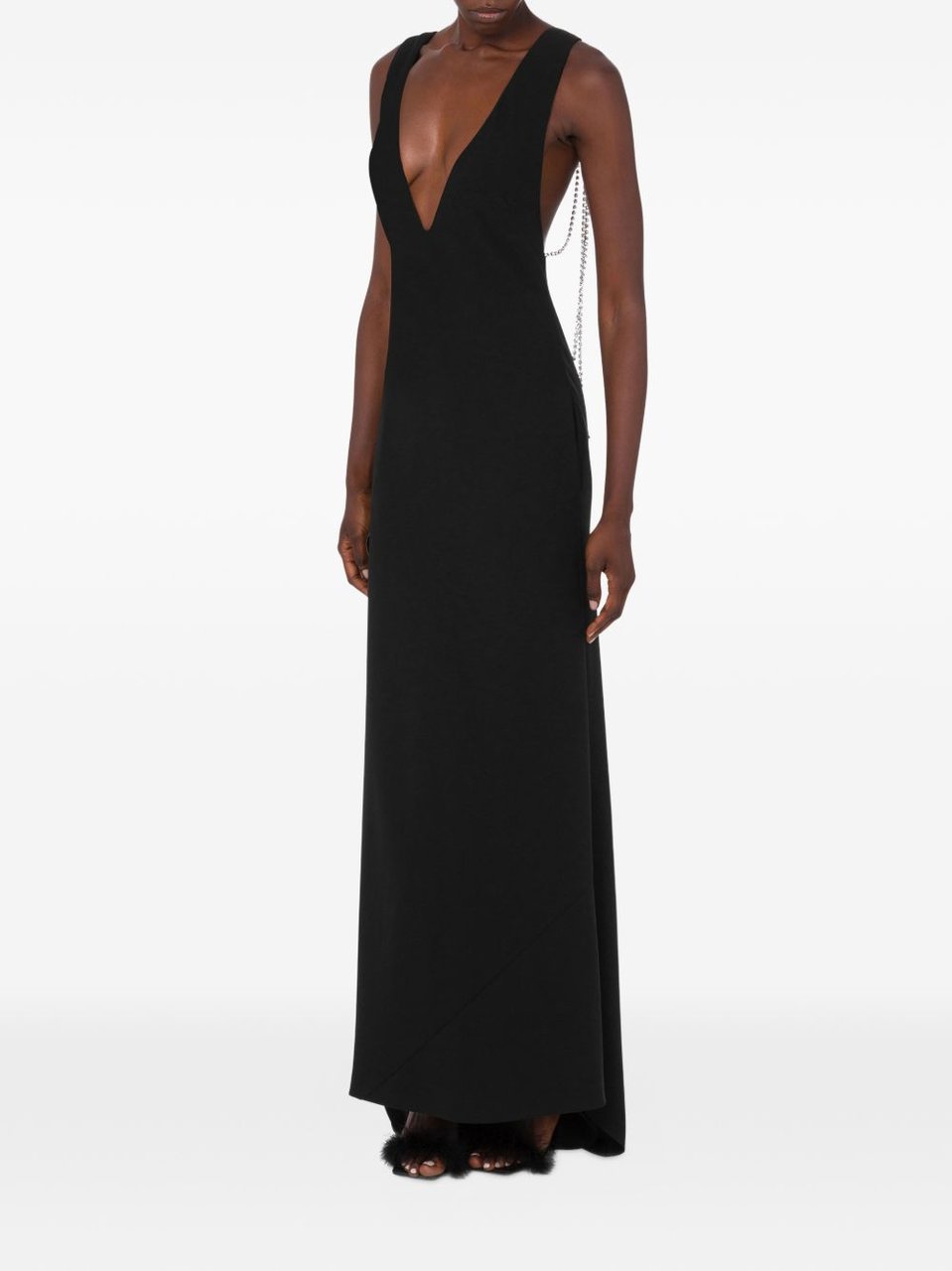 Moschino Flowing Black Maxi Dress Zwart