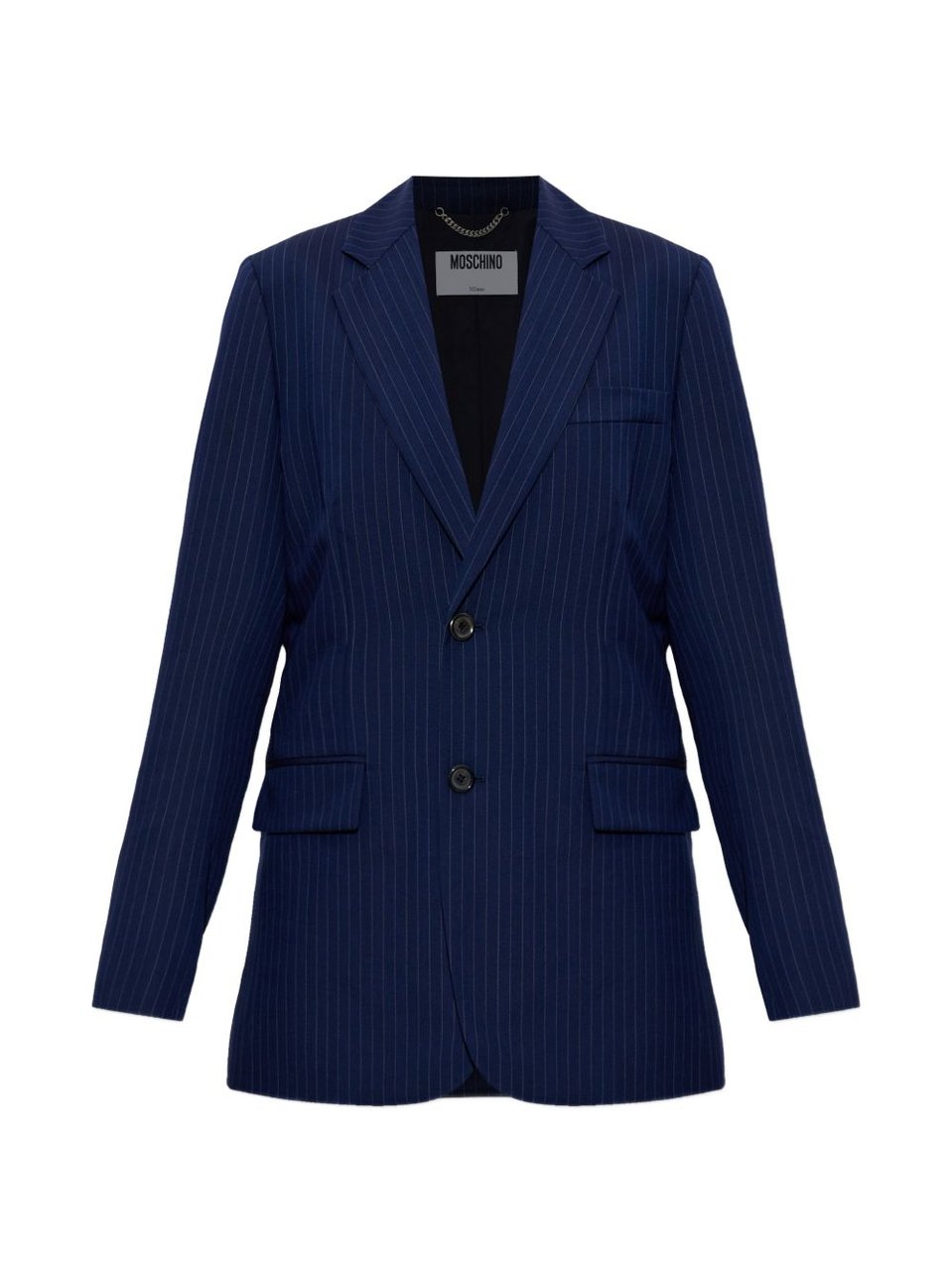 Moschino Tailored Navy Blue Silk And Nylon Jacket Blauw