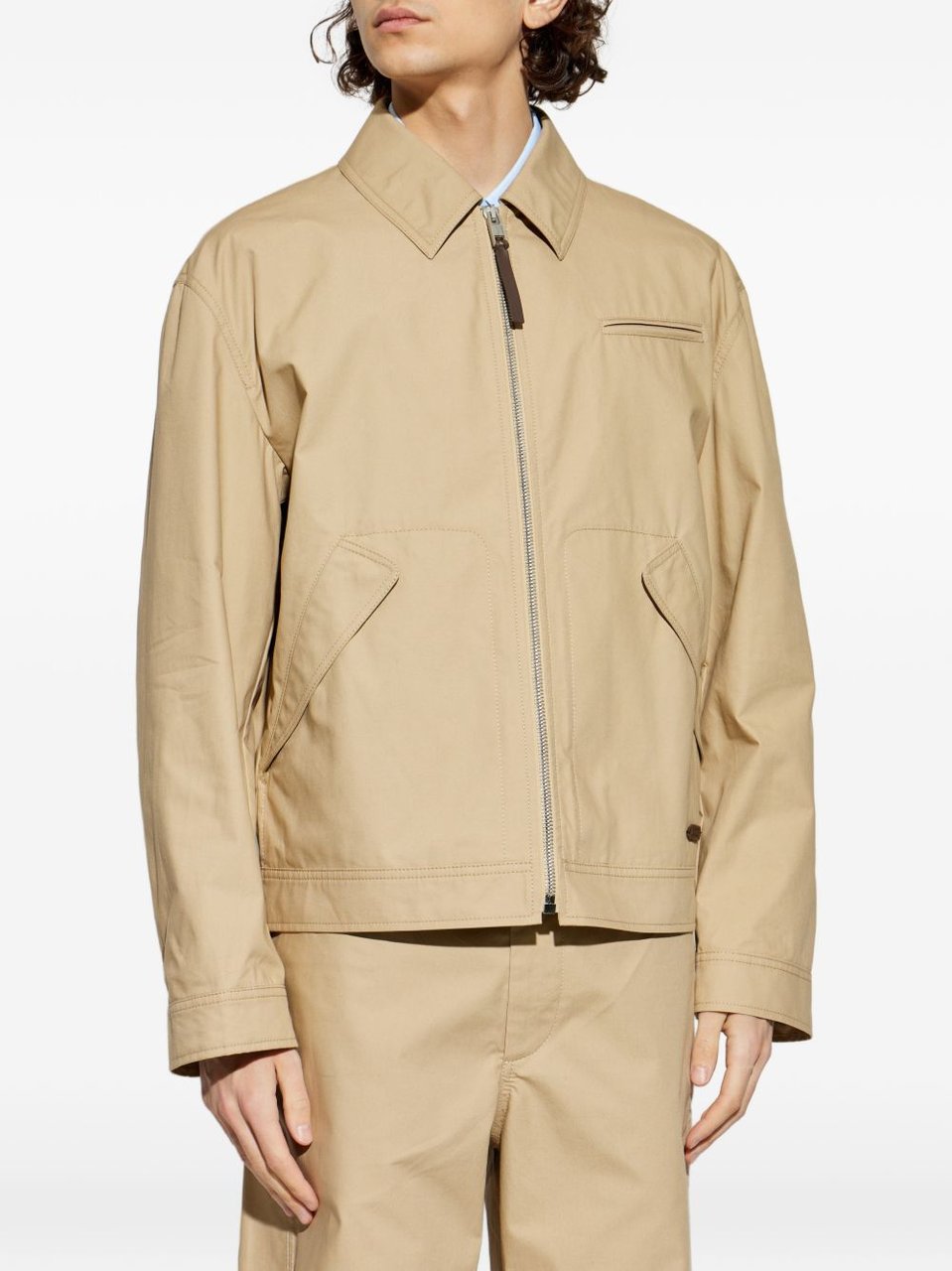 Moschino Beige Jacket with Dual Pockets Neutraal