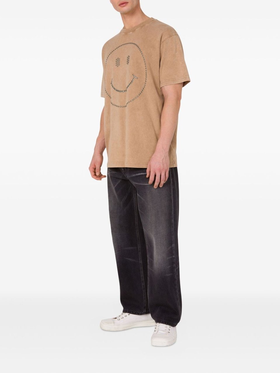 Moschino Smiley Face Studded Short-Sleeve T-Shirt Bruin