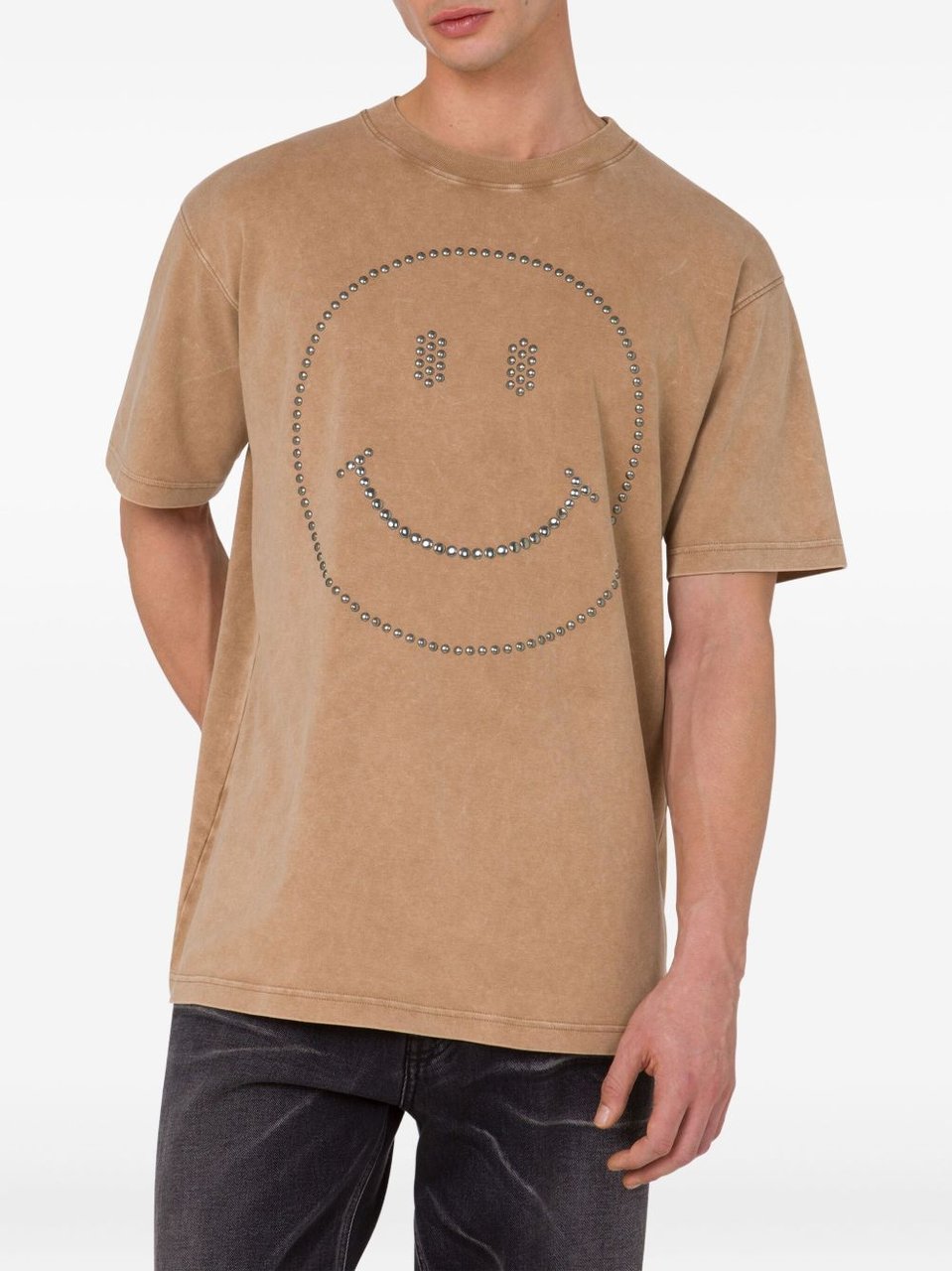 Moschino Smiley Face Studded Short-Sleeve T-Shirt Bruin