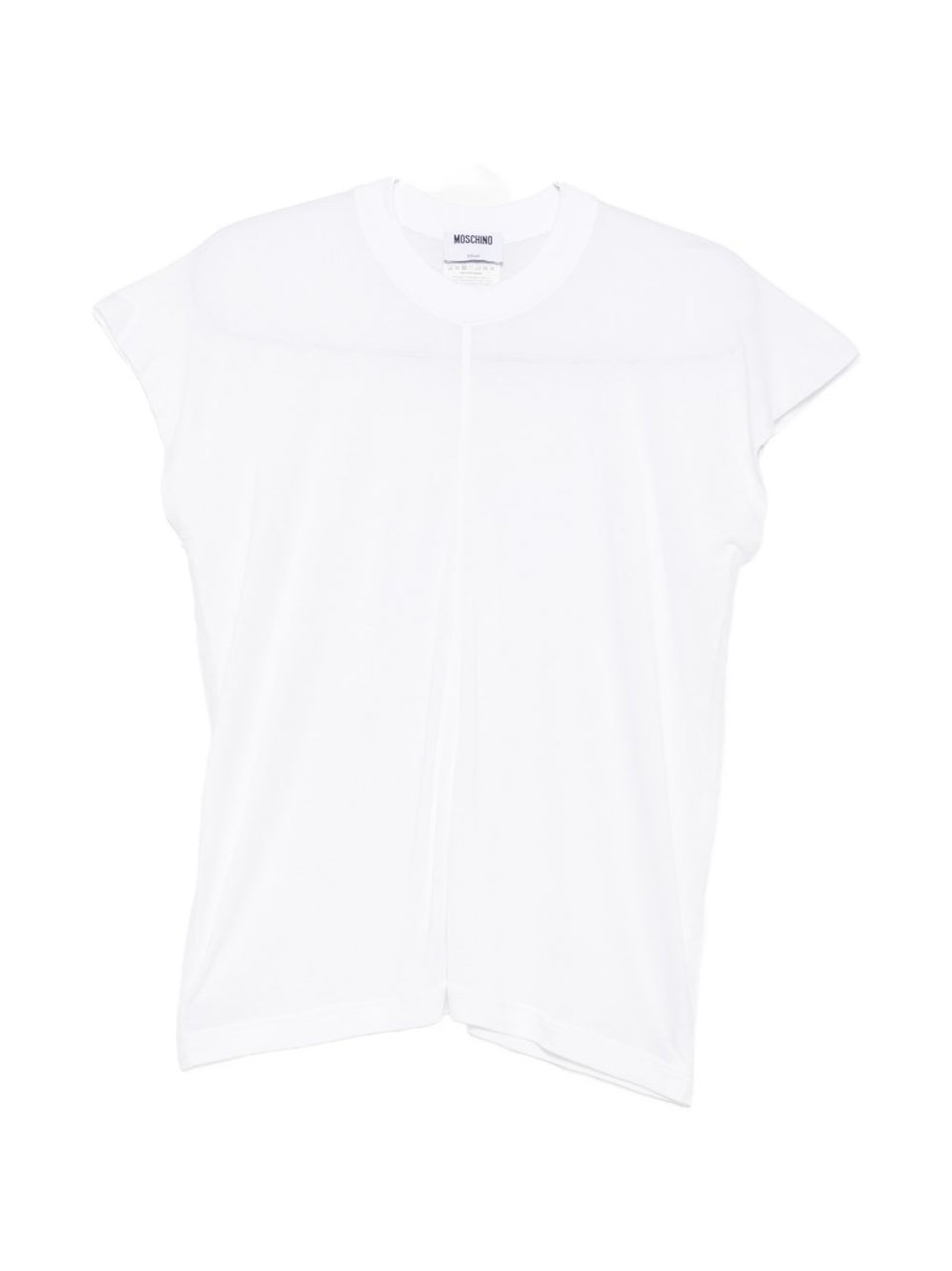 Moschino White Central Seam Detail Crew Neck Top Wit