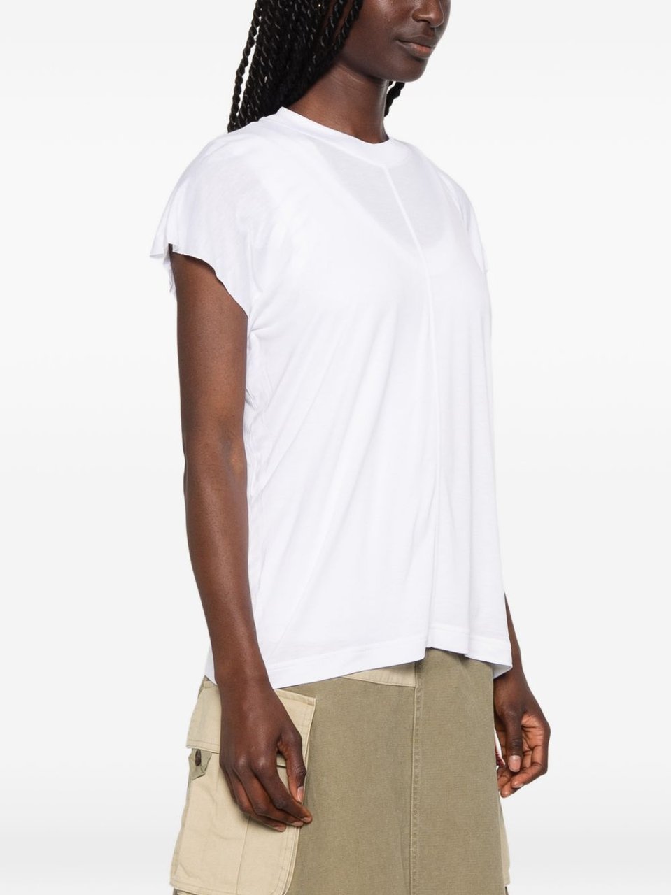Moschino White Central Seam Detail Crew Neck Top Wit