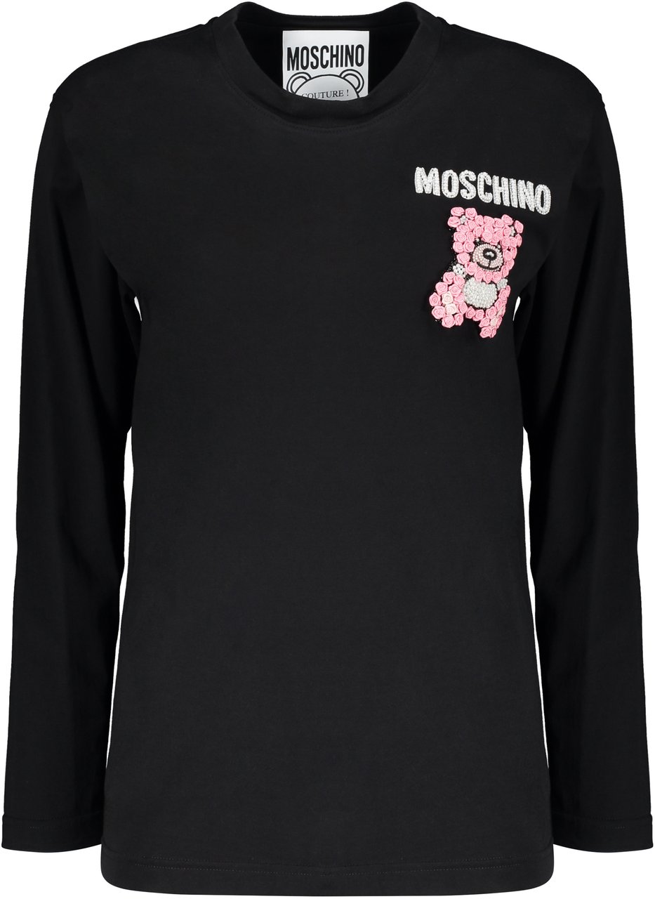 Moschino Long sleeve cotton t-shirt Zwart
