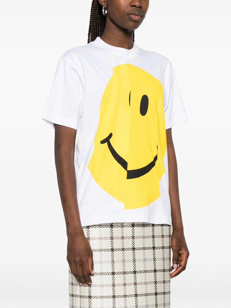 Moschino White Abstract Smiley Face Graphic Cotton T-Shirt Wit