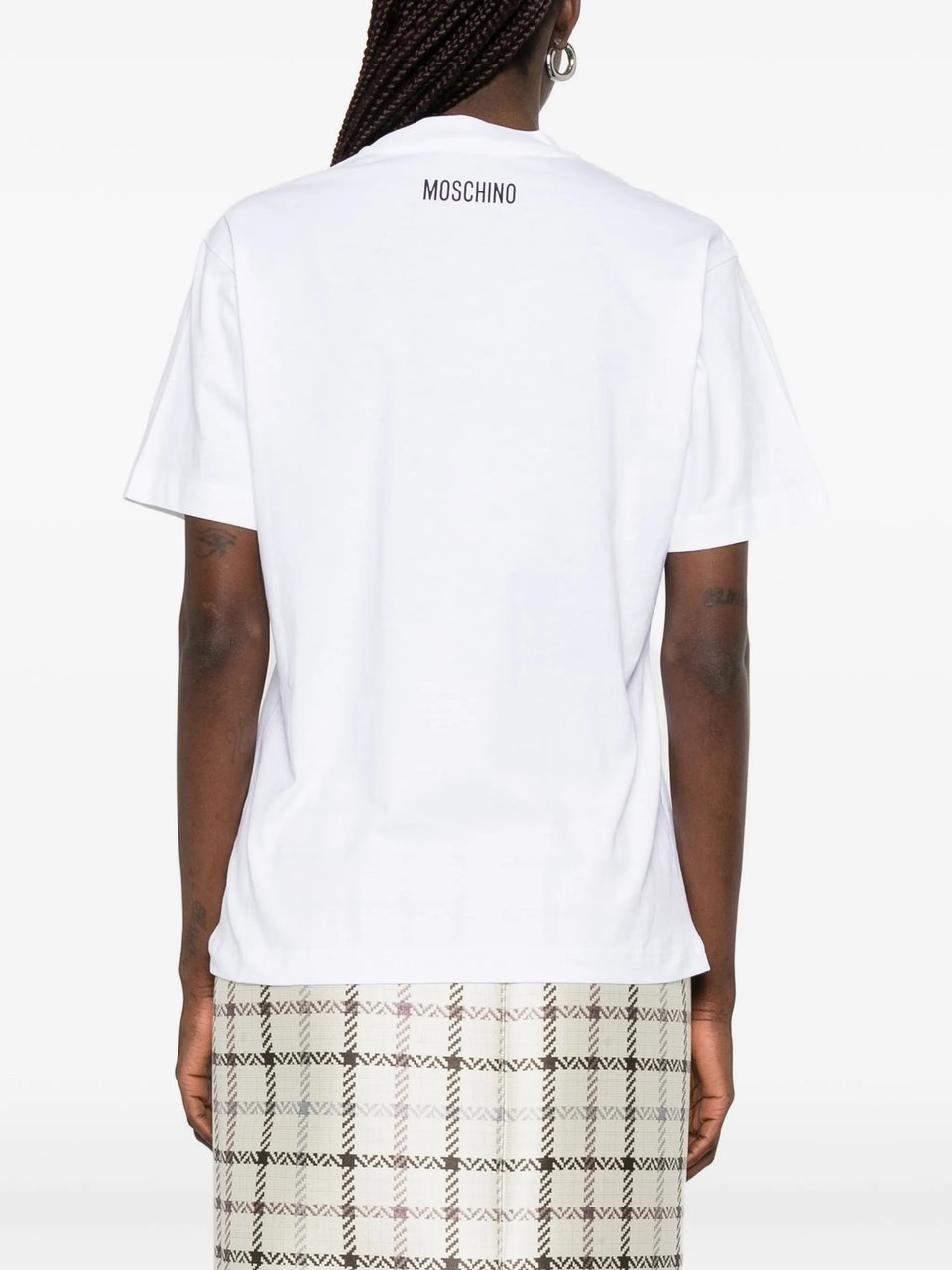 Moschino White Abstract Smiley Face Graphic Cotton T-Shirt Wit