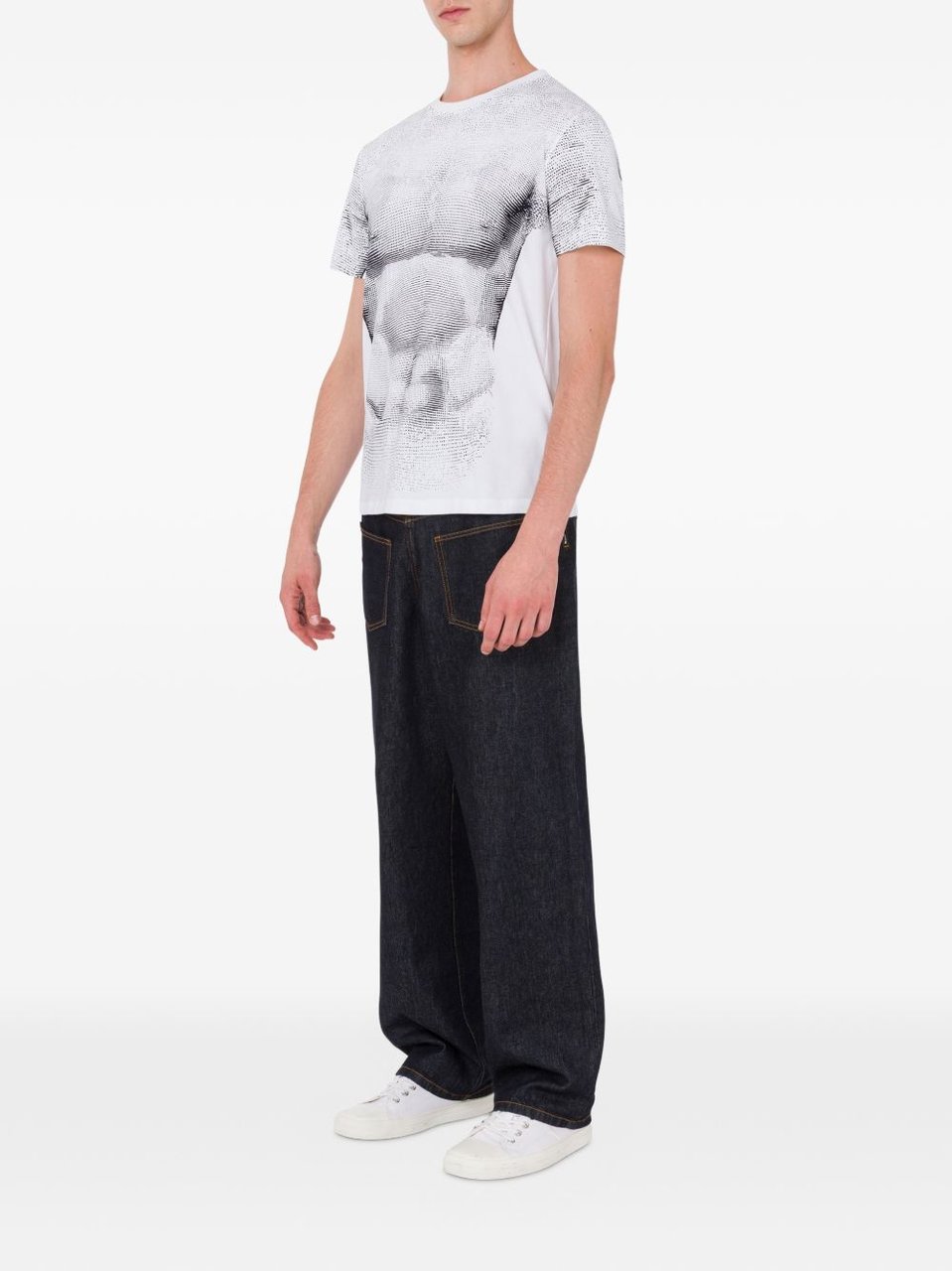 Moschino Monochrome Print T-shirt with Sculpted Torso Grijs