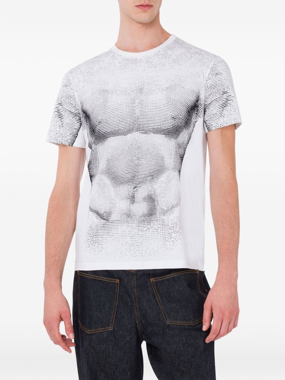 Moschino Monochrome Print T-shirt with Sculpted Torso Grijs