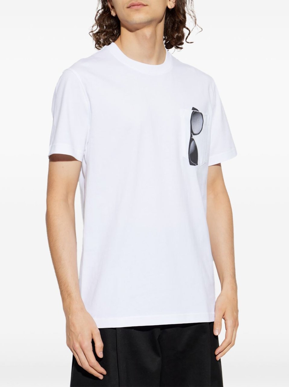 Moschino Short-Sleeve T-Shirt with Sunglasses Print and Pocket Wit