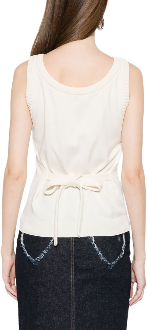 Moschino Beige Sleeveless Tie Top Neutraal
