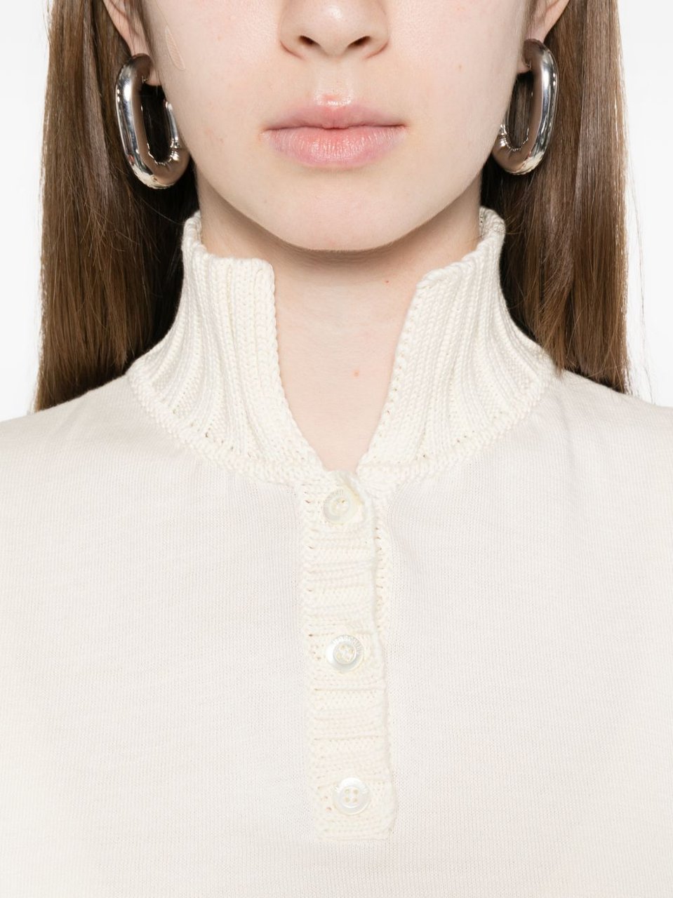 Moschino Beige Button Detail Knit Top Neutraal
