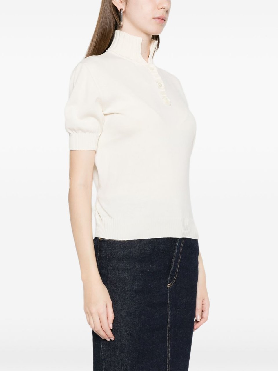 Moschino Beige Button Detail Knit Top Neutraal