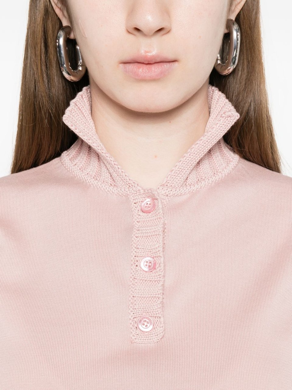 Moschino Light Pink Ribbed Tie Knit Top Roze