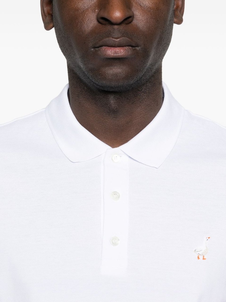 Moschino Minimalist White Polo Shirt with Silk Wit