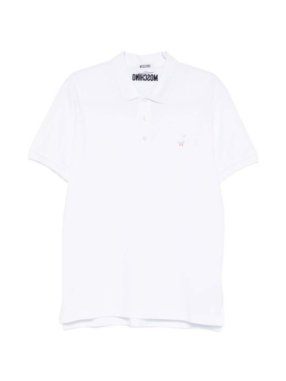 Moschino Minimalist White Polo Shirt with Silk Wit