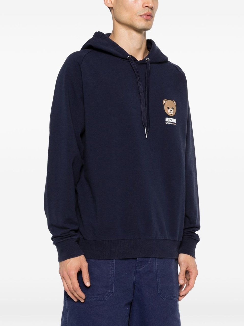 Moschino Blue Silk and Nylon Blend Hoodie Blauw