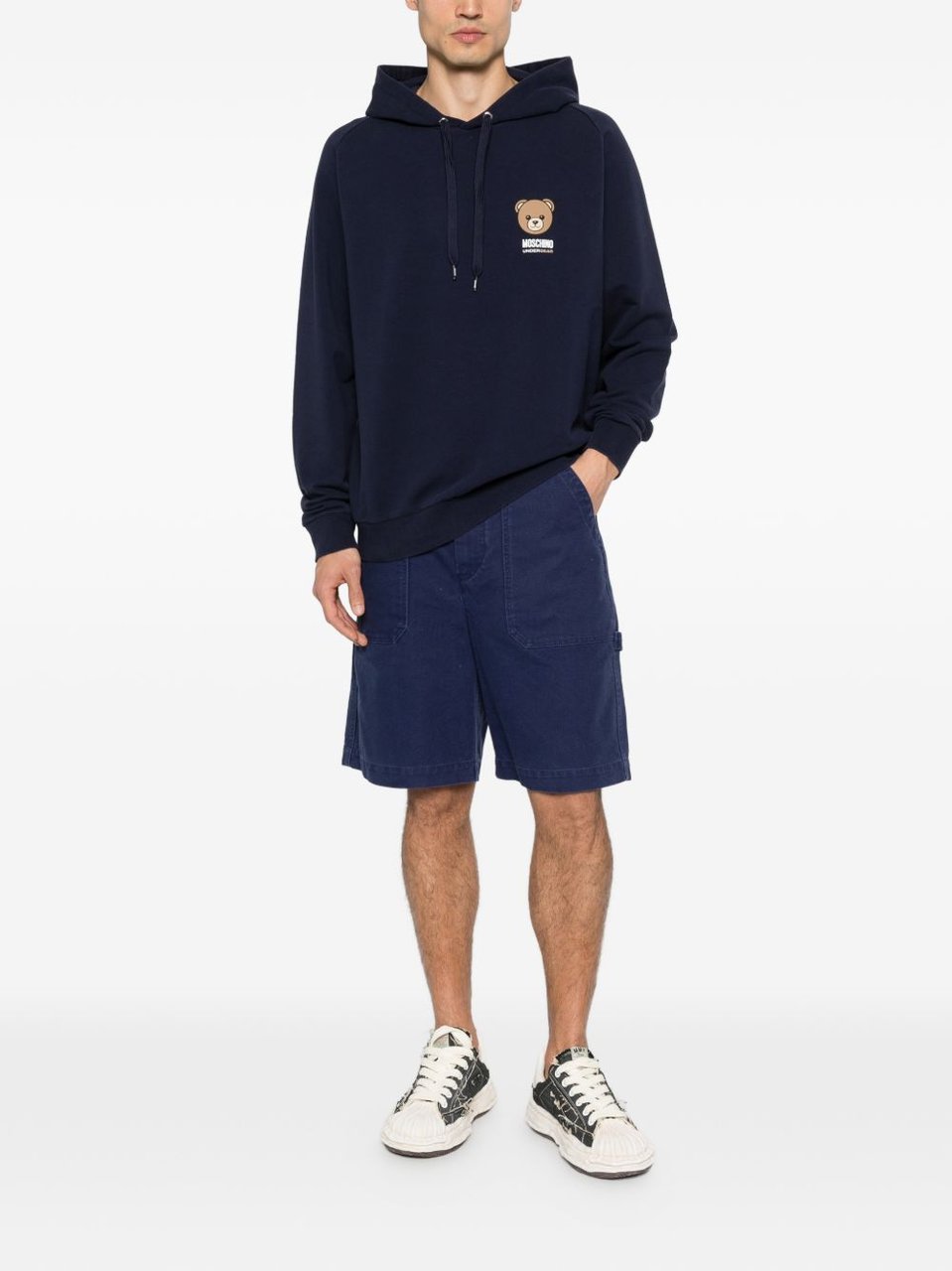 Moschino Blue Silk and Nylon Blend Hoodie Blauw
