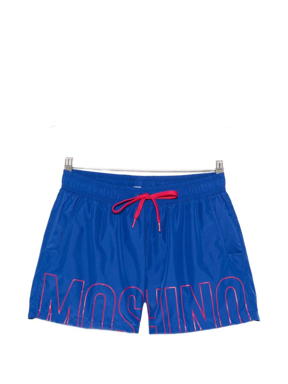 Moschino Blue Front Logo Drawstring Swim Shorts Blauw