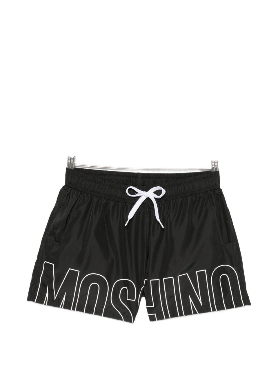 Moschino Black Logo Print Drawstring Swim Shorts Zwart