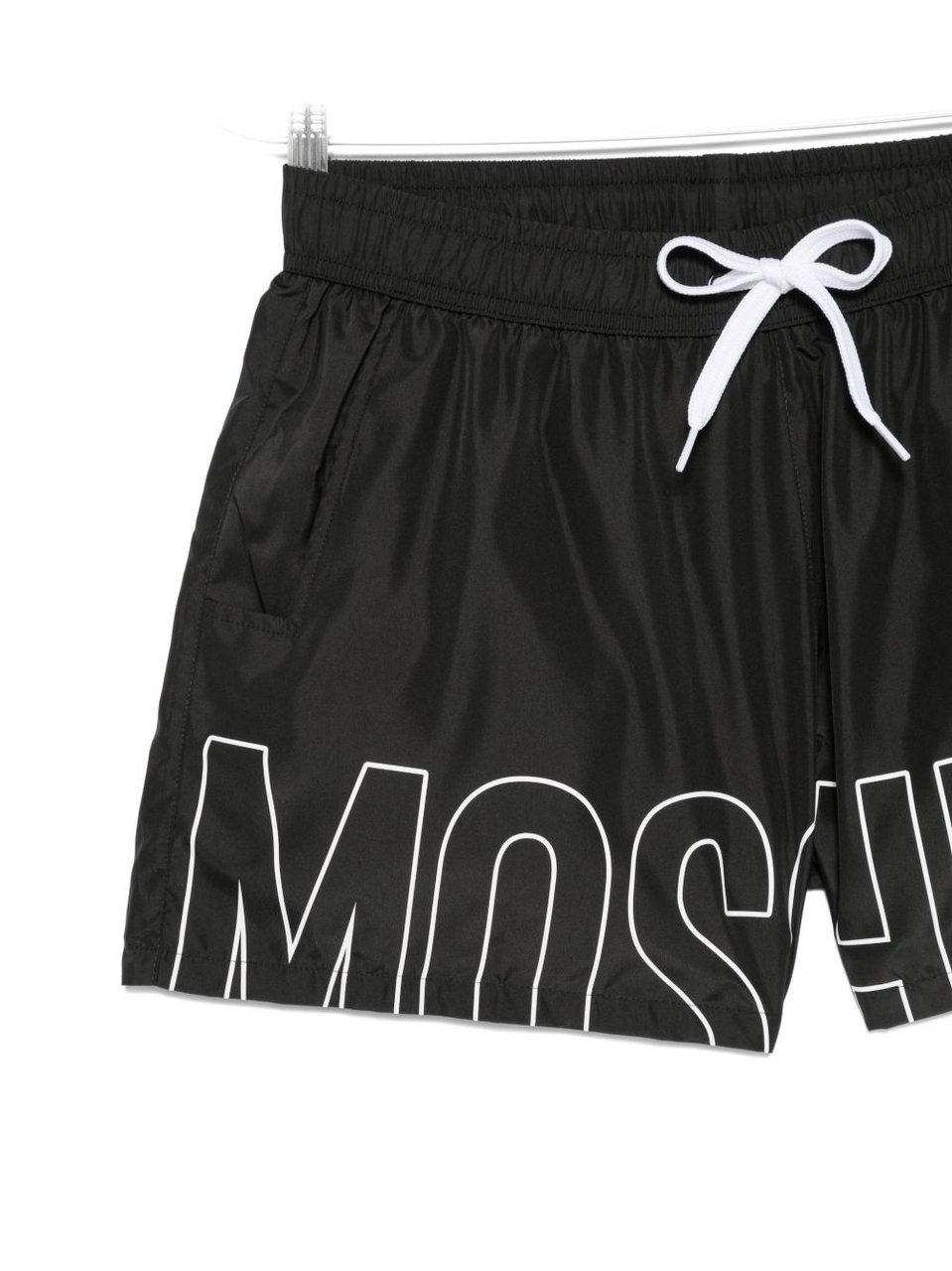 Moschino Black Logo Print Drawstring Swim Shorts Zwart