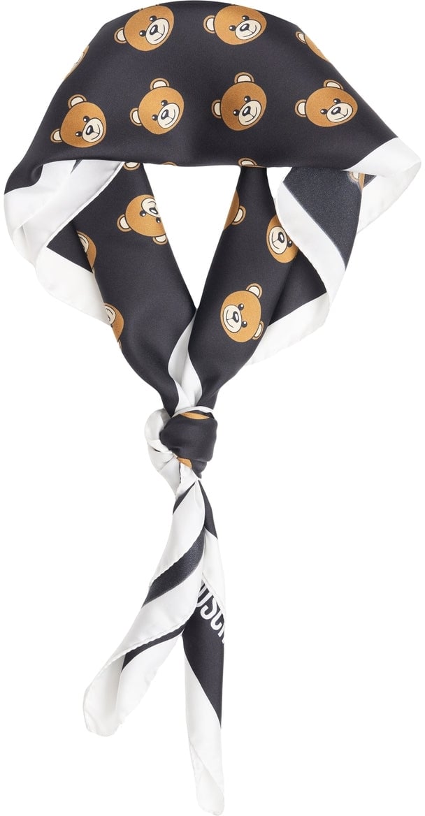 Moschino Foulard made of silk with print Zwart