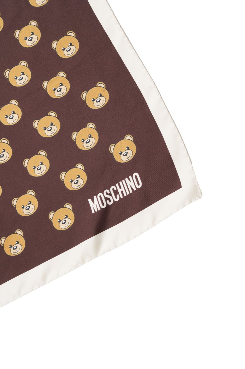Moschino Foulard made of silk with print Bruin