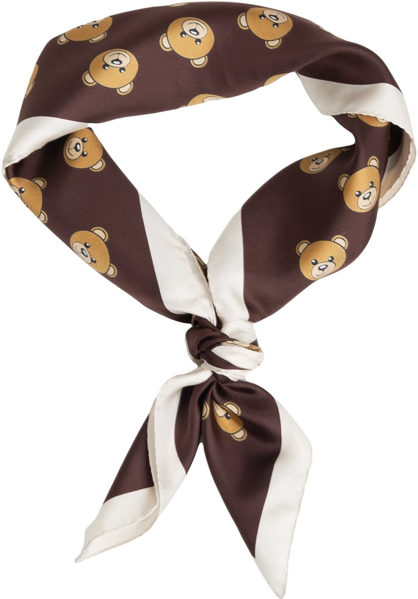 Moschino Foulard made of silk with print Bruin
