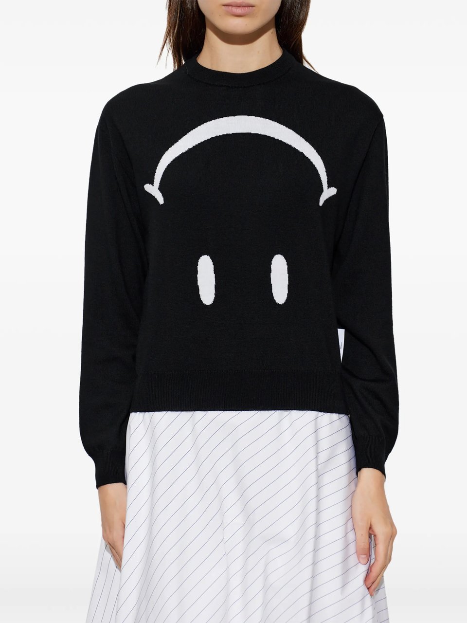 Moschino Minimalist Black Wool Sweater with Graphic Design Zwart