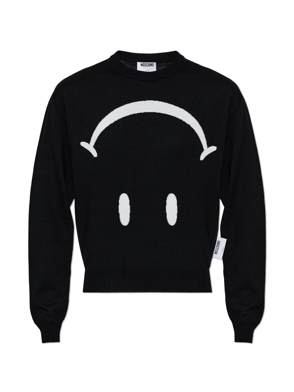 Moschino Minimalist Black Wool Sweater with Graphic Design Zwart
