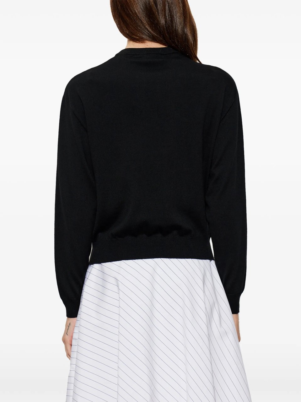 Moschino Minimalist Black Wool Sweater with Graphic Design Zwart