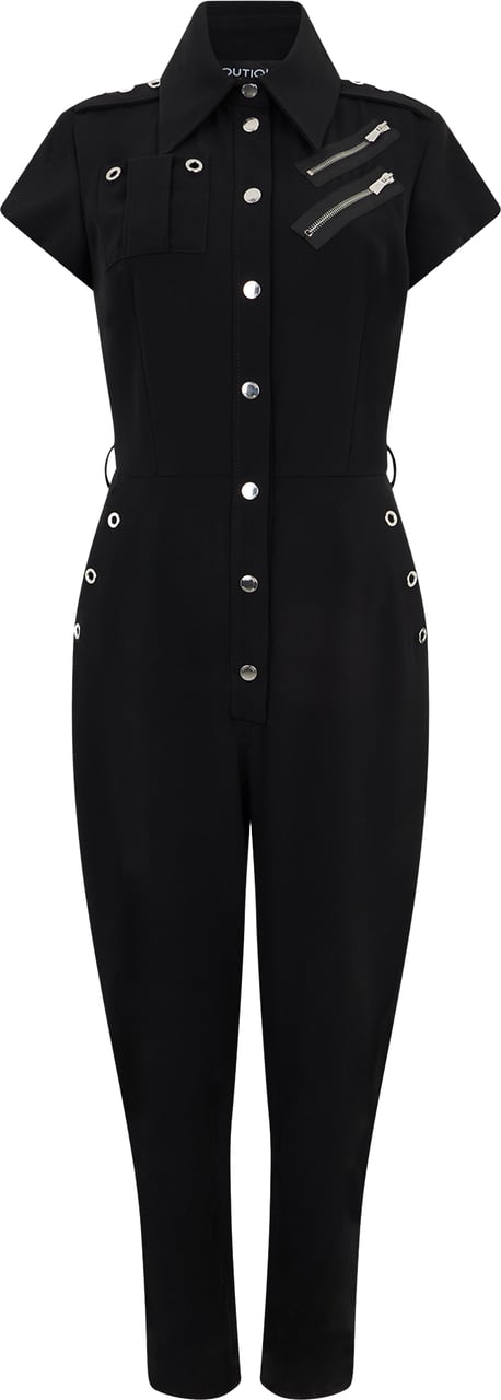 Moschino Jumpsuit with short sleeves with details Zwart