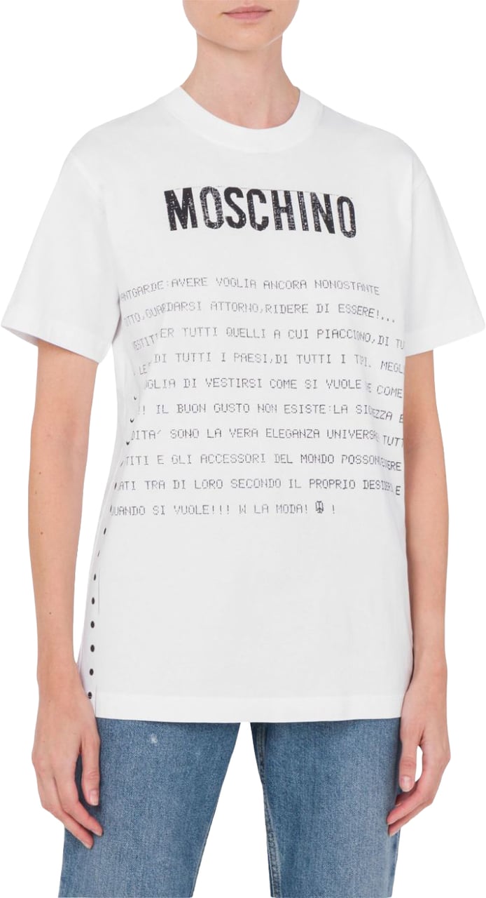 Moschino Short-Sleeved Top with Bold Logo Print Wit