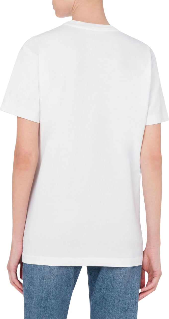 Moschino Short-Sleeved Top with Bold Logo Print Wit