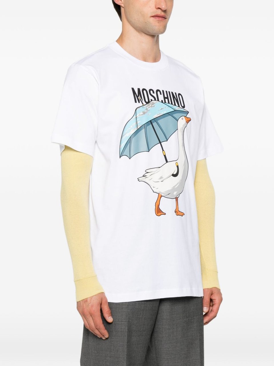 Moschino Relaxed Fit Short-Sleeve T-shirt with Graphic Goose Print Wit