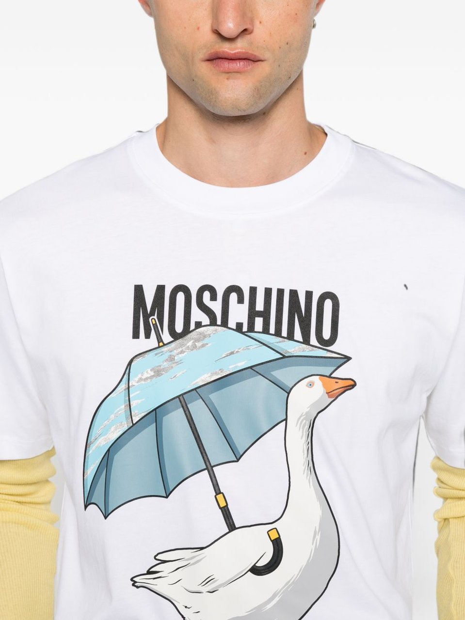 Moschino Relaxed Fit Short-Sleeve T-shirt with Graphic Goose Print Wit